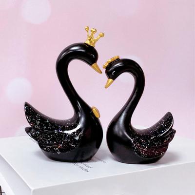 2 шт., статуя лебедя в форме короны, элегантный стиль, декоративная, изысканная, милая, в скандинавском стиле, для вечеринки, из смолы, в виде лебедя, подарки, корона для домашнего украшения
