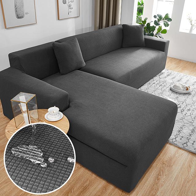 Водонепроницаемые эластичные чехлы для диванов, однотонные чехлы для диванов, L-образный угловой чехол для дивана, защитные чехлы для диванов, 1/2/3/4 сиденья