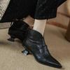 Мода Большой размер 42 Осень Женские ботинки Острый носок Каблук-рюмочка Ботильоны Кожаная обувь Женские Элегантные Низкий каблук До щиколотки Зимние Zapatos De Mujer