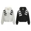 Unisex Oversized Hooded Zip-Up Sweatshirt With Striped Print Casual Streetwear Pullover Fall