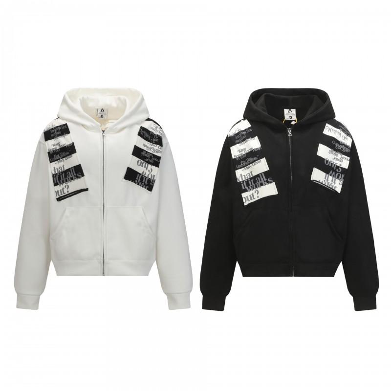 Unisex Oversized Hooded Zip-Up Sweatshirt With Striped Print Casual Streetwear Pullover Fall