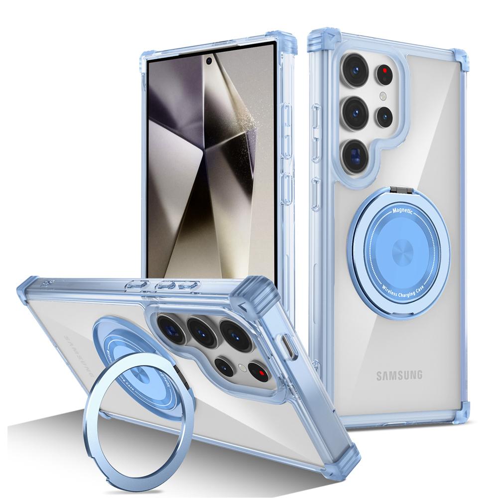 KEYSION Прозрачный чехол для Samsung S24 Ultra S23 FE S22 + чехол-подставка с магнитным кольцом для телефона Galaxy Note 20 Ultra