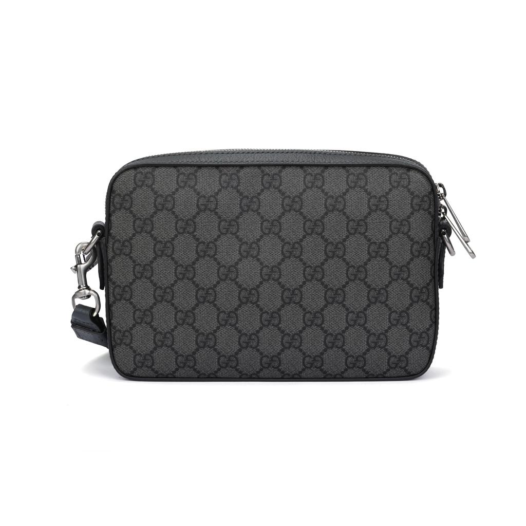 Gucci Сумка через плечо Ophidia с серебряным логотипом на молнии, холст и кожаная отделка, мужские сумки, серая, 699439-UULHK-8576