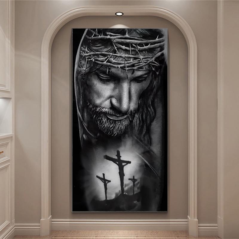 Crown of Thorns Jesus Poster Home Decor Hd Printed Pictures Wall Christ Canvas Painting God Picture for Living Room