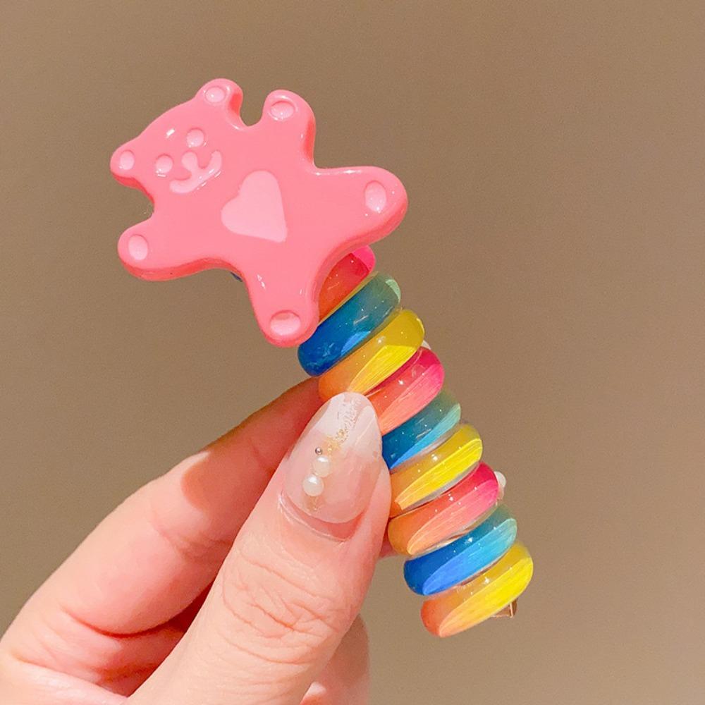 2 шт., эластичные резинки для девочек, детские телефонные резинки для волос, спиральные резинки для волос, веревка для волос, хвост, аксессуары для волос