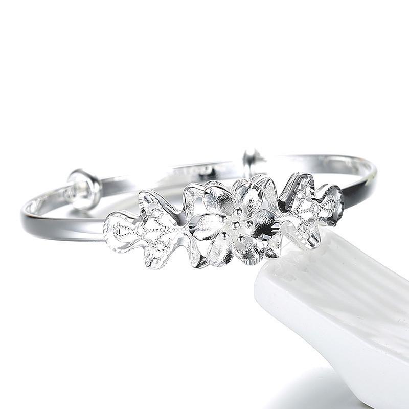 New Push-pull Pattern Bracelet Female Silver-plated Flower Fashion Bracelet Fashion Ethnic Happiness Flower Bracelet