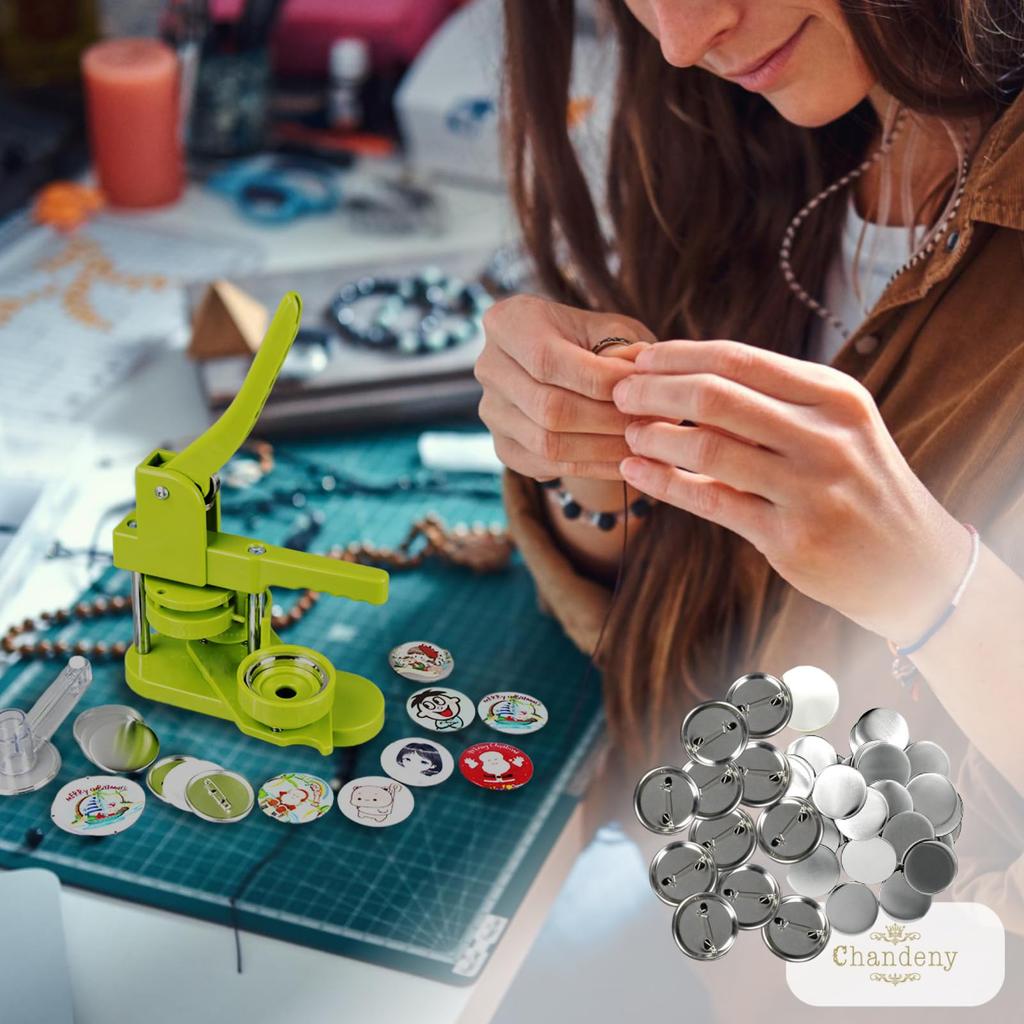 Chandini Badge Parts, 58mm, 200 Pieces with Washers, Made of Film, Tin Shell, Matte, Pinback, Making Kit, Handmade, for Badge Making Machines