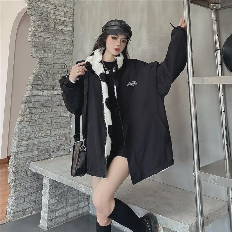 American Fashion Двустороннее пальто из плюша ягненка - Женская зимняя любовь, свободный стиль BF