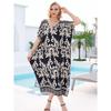 Плюс Размер Женщин Пляжный Принт Свободное Платье Накидка