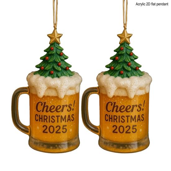 Рождественские украшения для стаканов с напитками, акриловый подвесной декор для елки, зеркала автомобиля