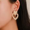 New Women's Fashion Love Heart-shaped Earrings Metal Retro Hollow Double Heart Earrings Jewelry
