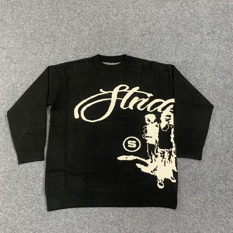 Европейская и американская осенне-зимняя уличная мода, персонализированный жаккардовый повседневный вязаный пуловер