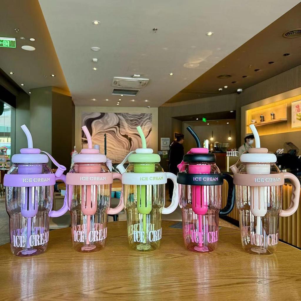 2026 Summer Ice Buster Plastic Straw Cup - Large Capacity, Stylish Design