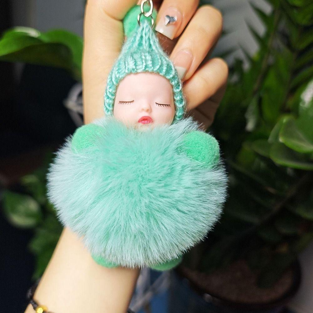 Однотонный брелок для ключей «Спящий ребенок», вязаная шапка, брелок с помпоном для сна, дети
