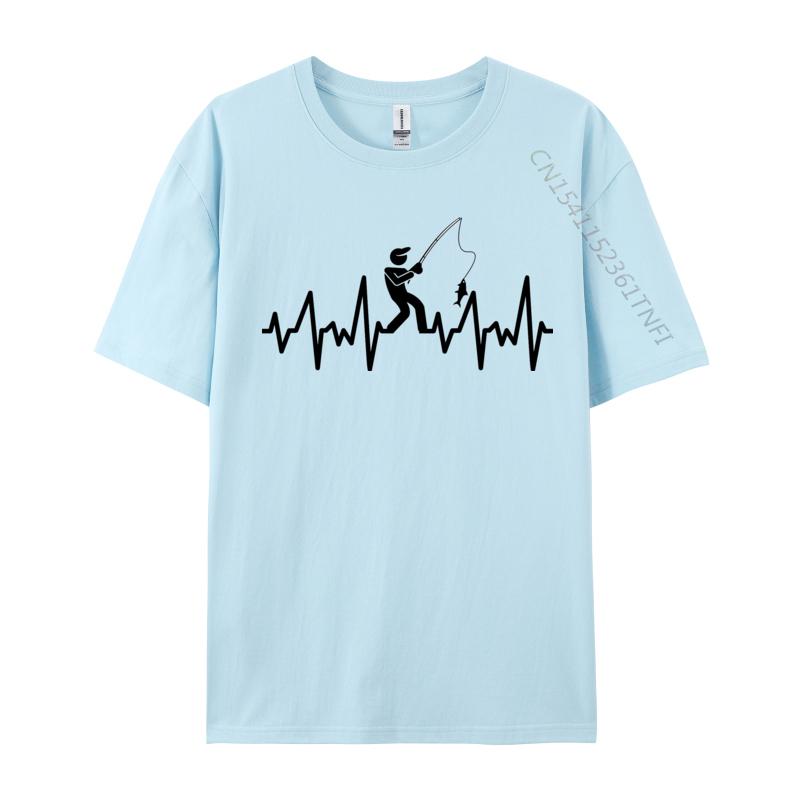Fishing Heartbeat Tshirts Slim Fit Normal Top Tshirts Student Tops T Shirt Design Tee Shirts Thanksgiving Day