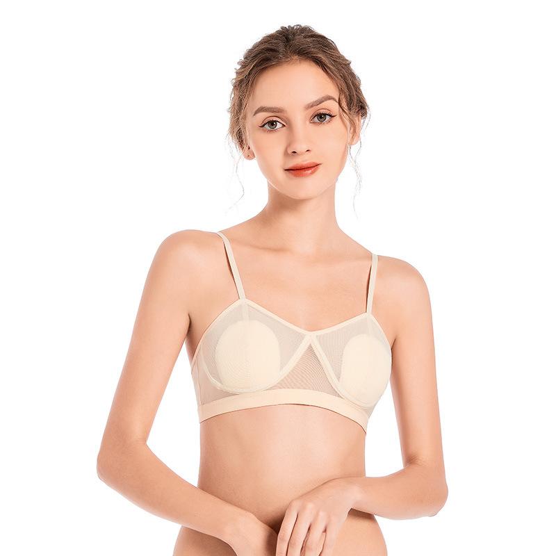 Тонкие бретели Тонкая секция Pure Desire Mesh Дышащее нижнее белье без стального кольца Верх с полным запахом поддерживающий бюстгальтер