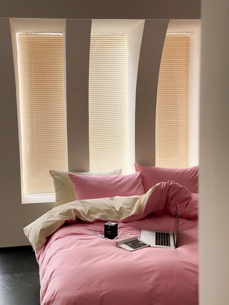 Сплошной цвет в скандинавском стиле, комплект из четырех предметов из чистого хлопка, простыня из хлопка, пододеяльник, простой комплект из трех предметов, пододеяльник