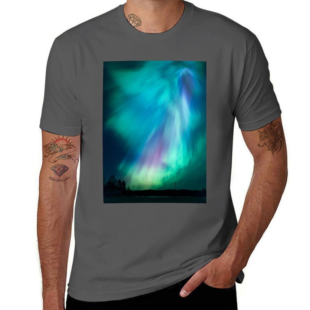 Beautiful Northern Lights Tshirt Plus Size Loose Short Sleeve Top