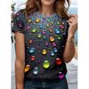 Женская футболка с графическим 3D-принтом, стильная повседневная, с коротким рукавом и круглым вырезом, обычные топы, повседневные, выходные, темно-серые, лето, весна