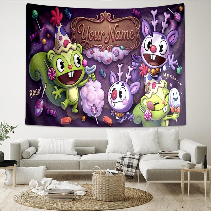 Customized Name/Text Background Wall Tapestry Multi-Purpose Sweet Party Celebration pattern Hanging Tapestry Art Decoration