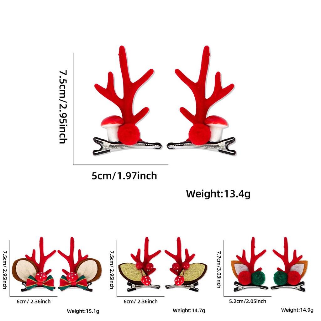 Очаровательные рождественские заколки для волос с плюшевыми красными рожками и бубенчиками для женщин