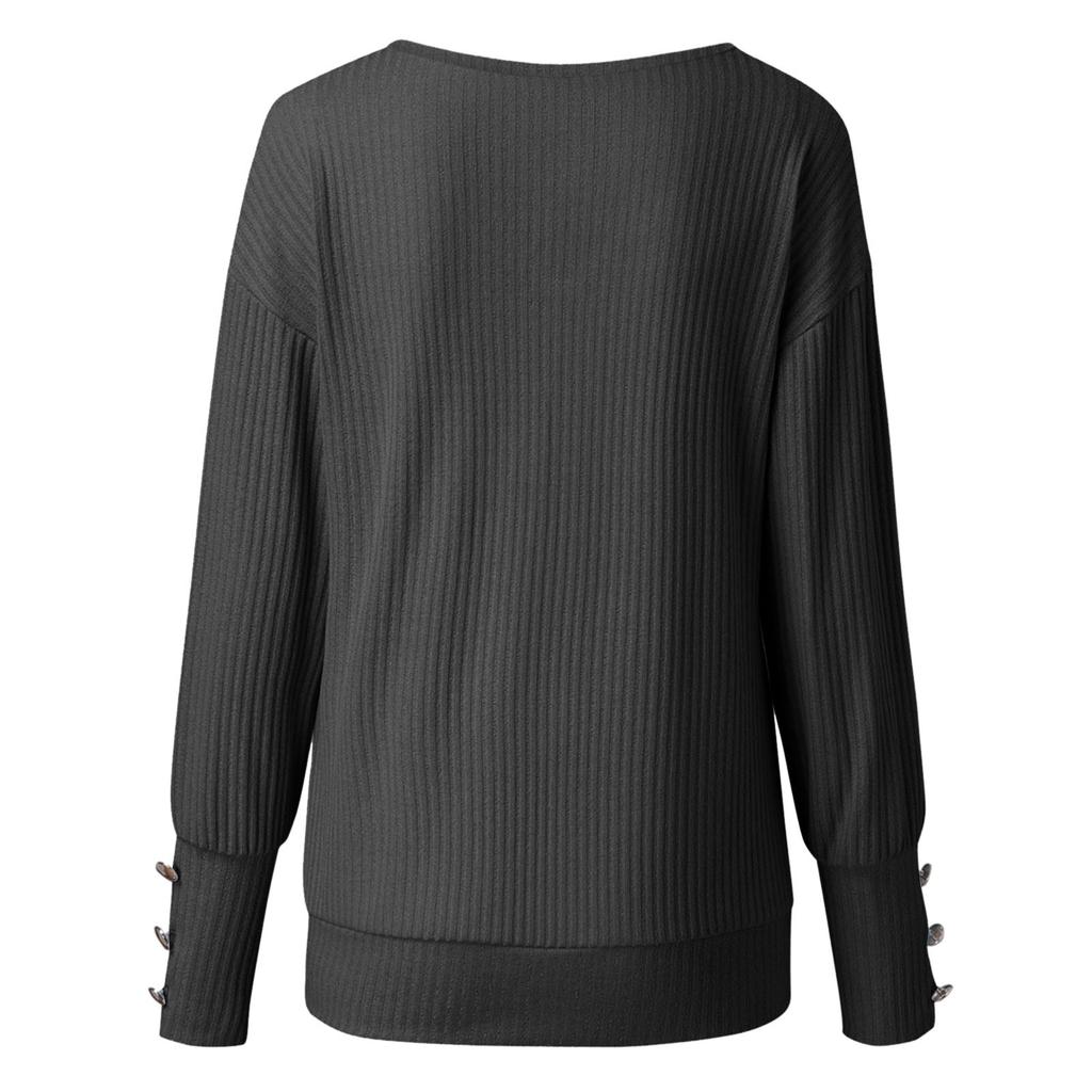 Женский однотонный вязаный сексуальный свободный свитер с длинными рукавами и v-образным вырезом