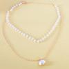 Elegant Multi Layer Imitation Pearls Pendant Necklace for Women Adjustable Length and Alloy Chain Neckpiece Jewlery