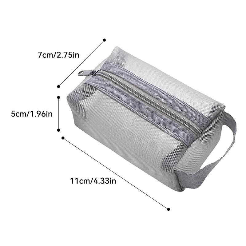 Simple Nylon Small Square Mesh Makeup Bags Three-Dimensional Coin Purse Key Id Credit Card Holder Bags Mesh Zipper Storage Bags