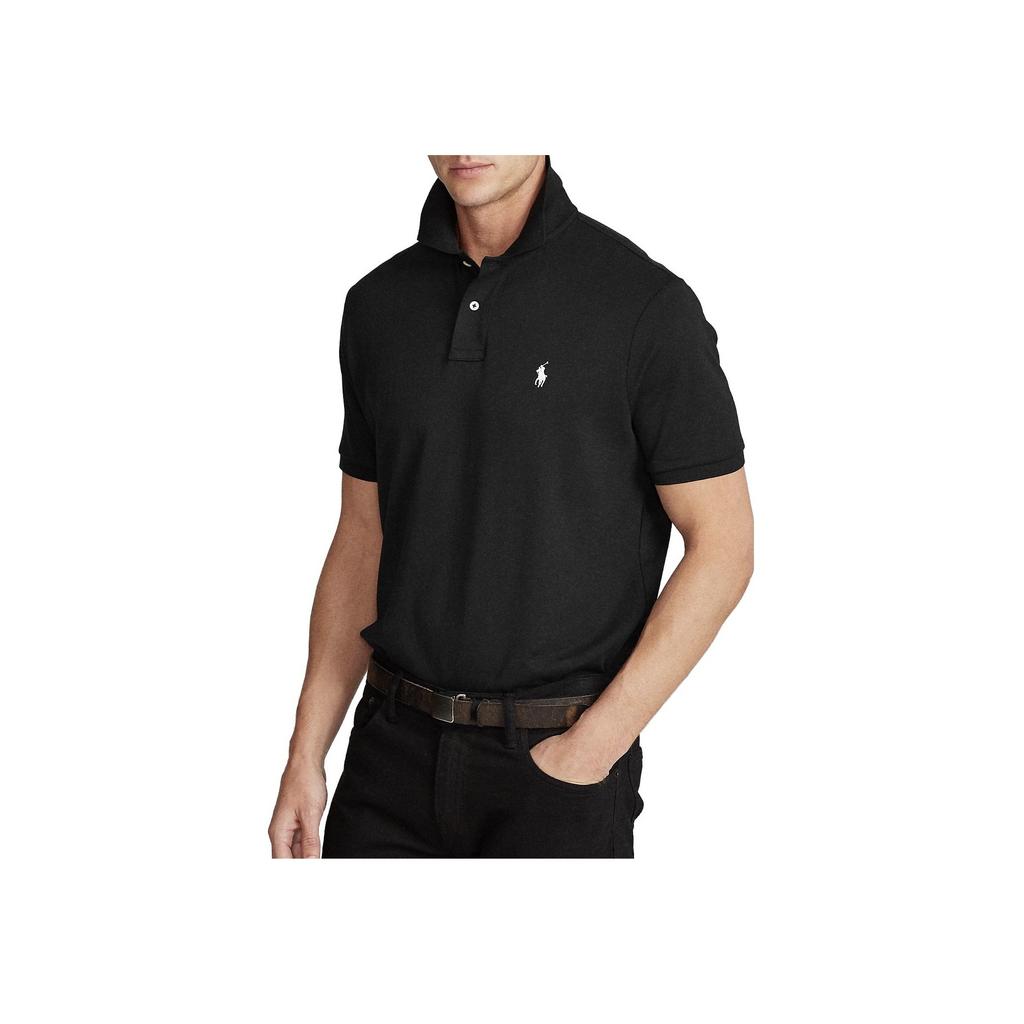 Polo Ralph Lauren Solid Cotton Short Sleeve Polo Shirt Men Tops Black 710601296-001