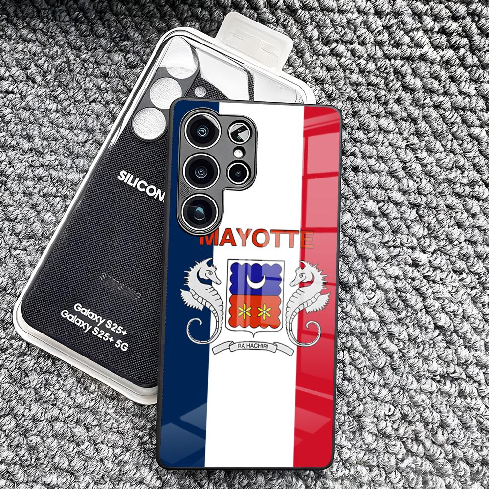Nation Fllag Mayotte Phone Case For Samsung S26 Ultra S25 Edge Ultra S23 S22 S21 S20 Ultra Plus S24 Fe A25 Glass Cover