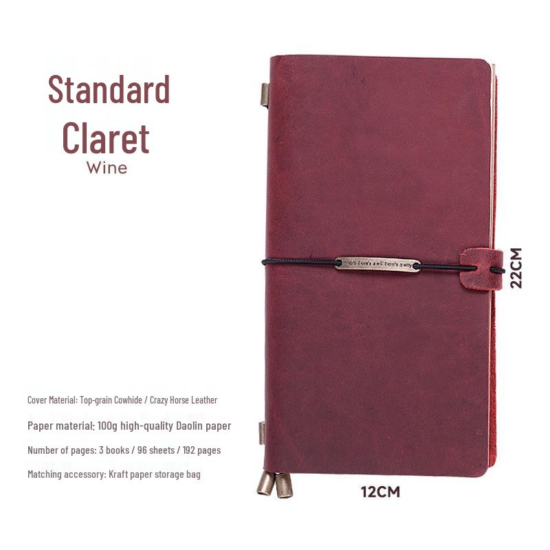 Genuine Leather Retro Traveler Notebook - Crazy Horse Finish, High-end Business Planner with Engraved Logo