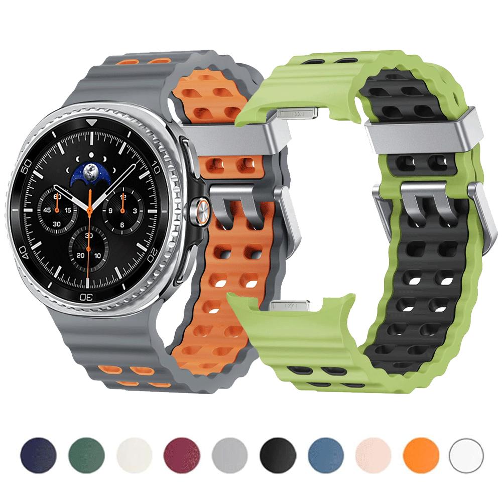 Силиконовый ремешок для Samsung Galaxy Watch 8/8 Classic Sport дышащий браслет Для Galaxy Watch 8 40/44 мм Двухцветный силиконовый ремешок