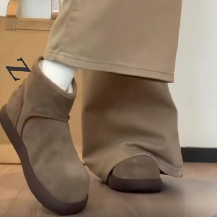 Ran Ge Home~ Snow Boots Women's New Winter Versatile Big Head Ugly Cute Short Boots Fleece Thickened Cotton Boots