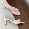 Women's Shoes 2025 Summer New High Heels Shoes  for Women Open Toe Stiletto Heel Slippers Butterfly-knot Ladies Slippers