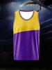 Basketball vest, yellow-purple stitching, no print pattern, for use in basketball training competitions
