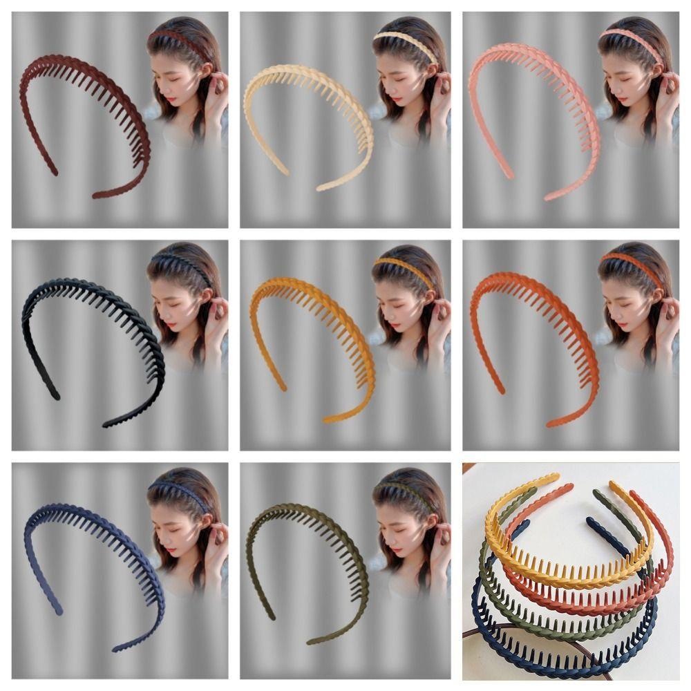 Acrylic Non-slip Hairband Solid Color Teeth Matte Hair Hoop Retro Girls