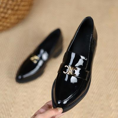 Маленькие кожаные туфли женские осенне-зимние модные новые с внутренней платформой одинарные туфли черные профессиональные рабочие туфли