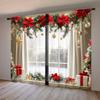 2pcs Windows with A Christm Printed Curtain for Christmas Home Decor - Rod Pocket Window Treatment for Bedroom, Office, Kitchen
