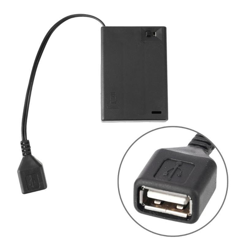 Кейс-коробка для хранения 2/3/4/6/8 батареек типа АА с USB для сборки светодиодного комплекта с выключателями