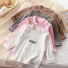 Baby Girls Boys T-shirts Kids Long Sleeve Bottoming Tops Solid Color Warm Toddler Letter Pullover Spring Autumn Children's Clothing