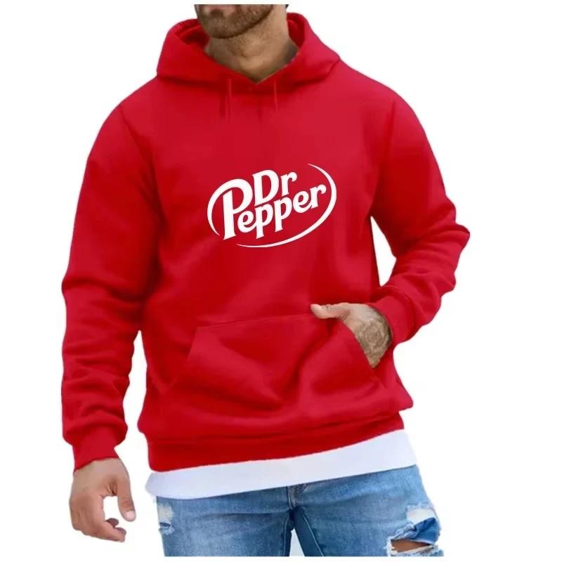 Осенние теплые худи с принтом букв Dr Pepper уличная мужская мода флисовые свитшоты повседневные унисекс пуловеры модные тре