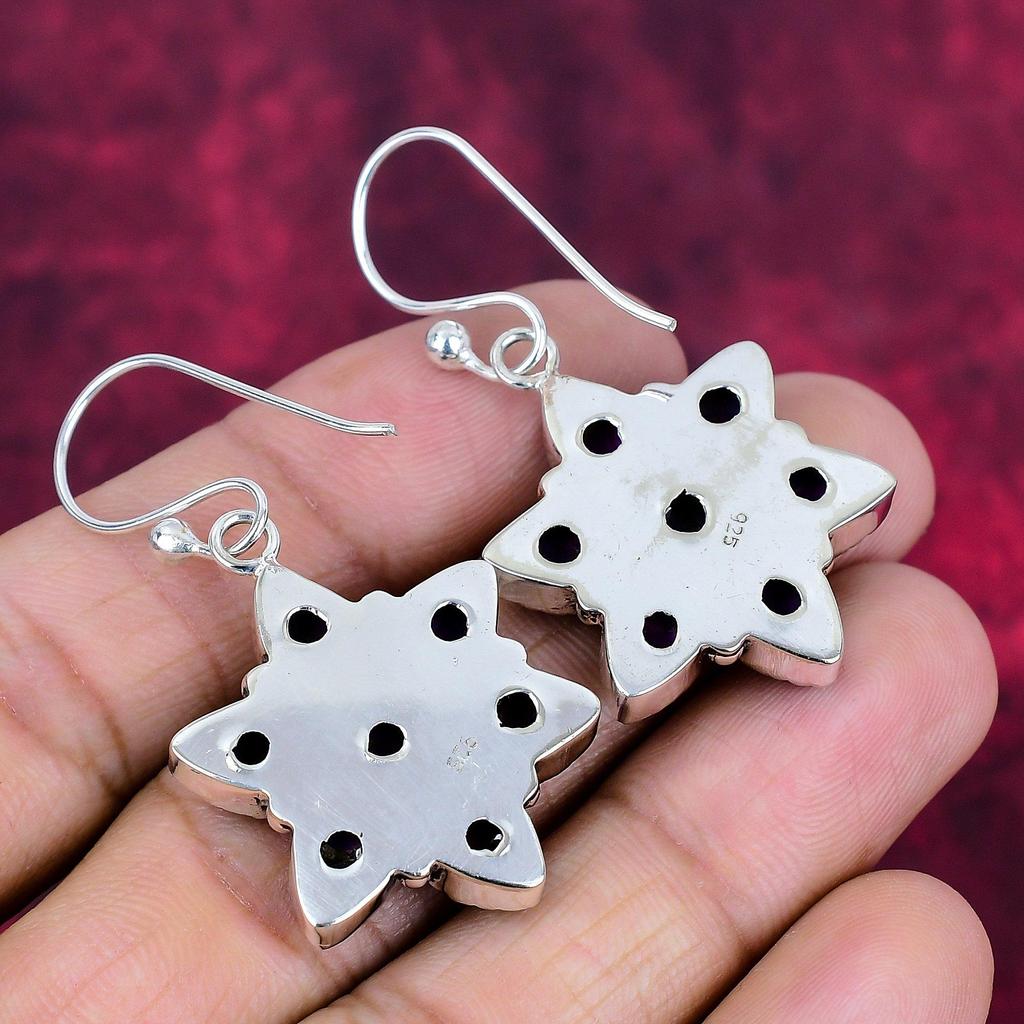 Серьги из фиолетовой меди и бирюзы, ювелирные изделия из цельного серебра 925 пробы, серьги с драгоценными камнями, подарок для нее, изящные ювелирные изделия ручной работы