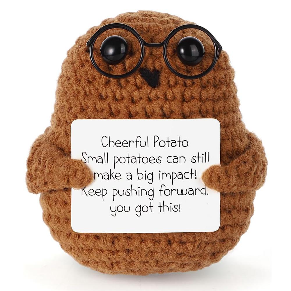 Funny Handmade Crochet Glasses Potato Doll Birthday & Christmas Gifts Crochet Positive Potato Desktop Ornament Home Decoration