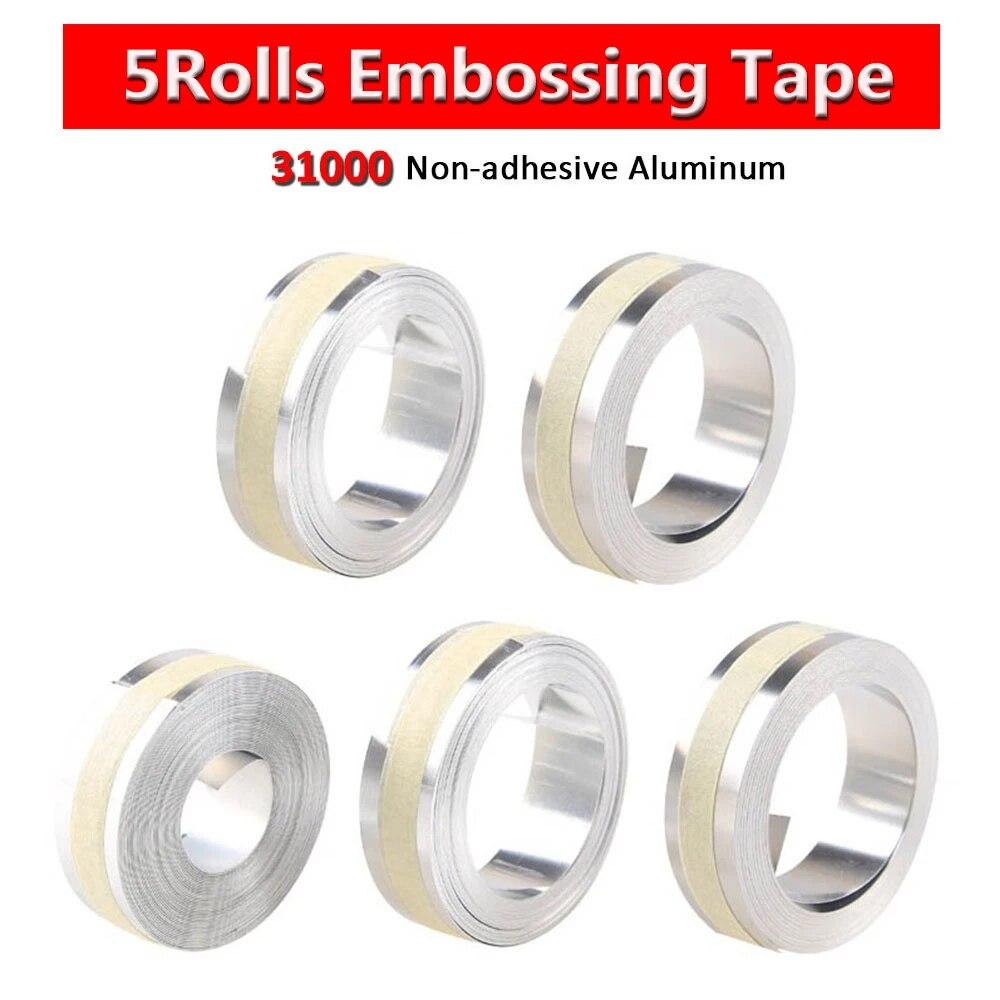 5 рулонов 31000 35800 32500, нержавеющая сталь/алюминиевая лента Dymo, 12 мм, лента для тиснения, неклейкая/клейкая, совместима с DYMO M1011