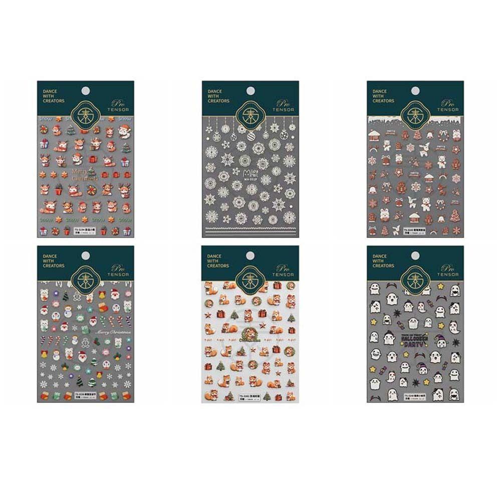 Nail Art Decoration Christmas Nail Stickers Nail Accessories Christmas Nail Decals Colorful   Lady