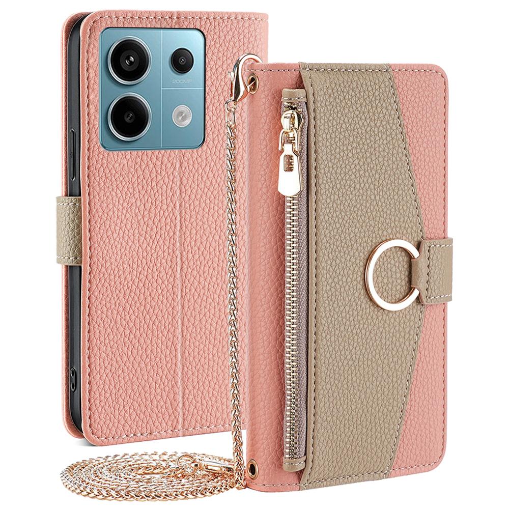 Crossbody Case for Xiaomi Redmi Note 13 Pro 5G/Poco X6 5G Zipper Pocket Phone Cover with Makeup Mirror