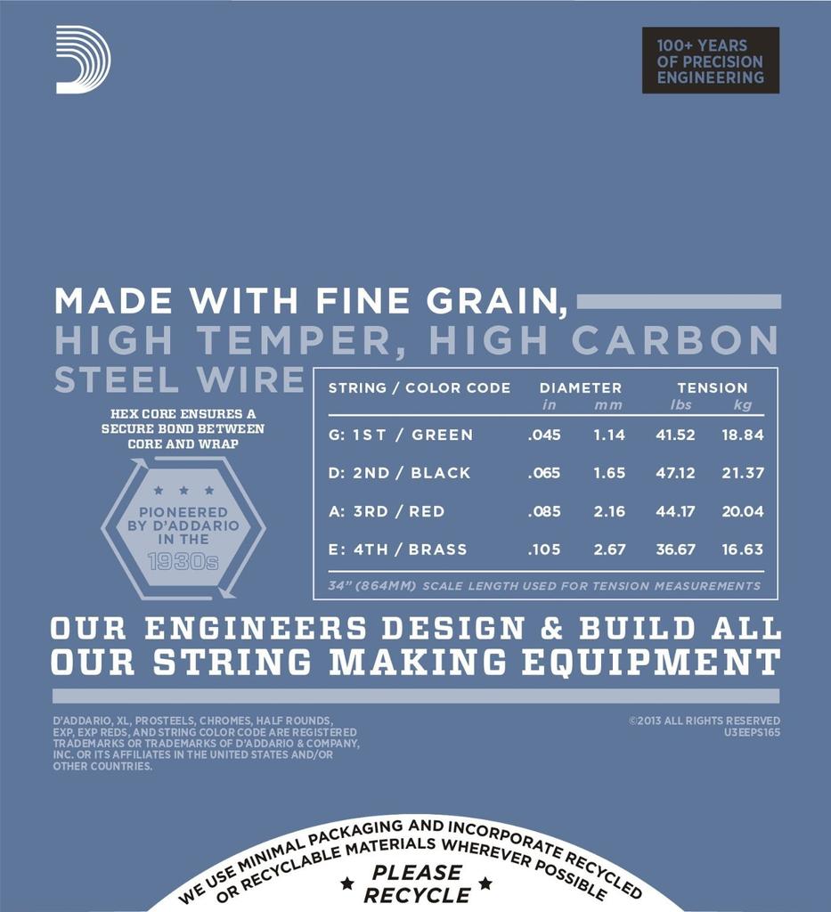 Басовые струны Pro Steel Long Scale EPS165 x 5 Set D'Addario .045-.105 []