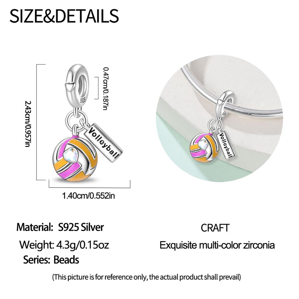 Copper Sports Badminton Football Dumbbells Beads Dangle Fit Charms Copper Original Bangle Bracelet Diy Jewelry