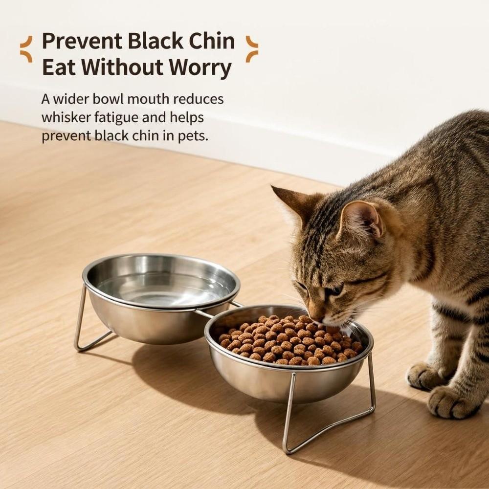 201 Stainless Steel Cat Bowls Tilted Pet Bowls Stable Cat Food Bowl Pet Supplies