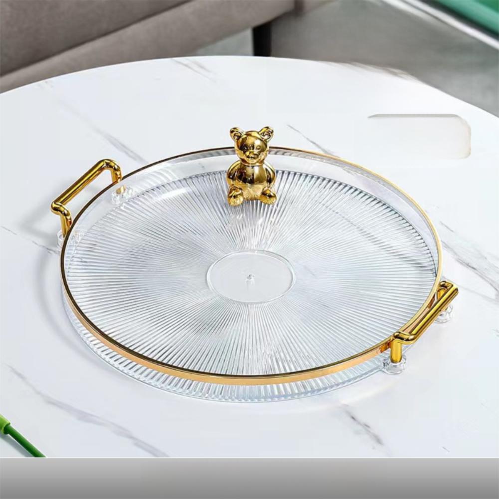 Multipurpose Round Storage Tray Gold Fruit Tray New Tea Cup Storage Plate  Living Room